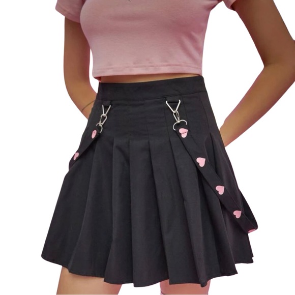 Vintage Dresses & Skirts - Pleated Heart Tape Skirt Sz. Medium